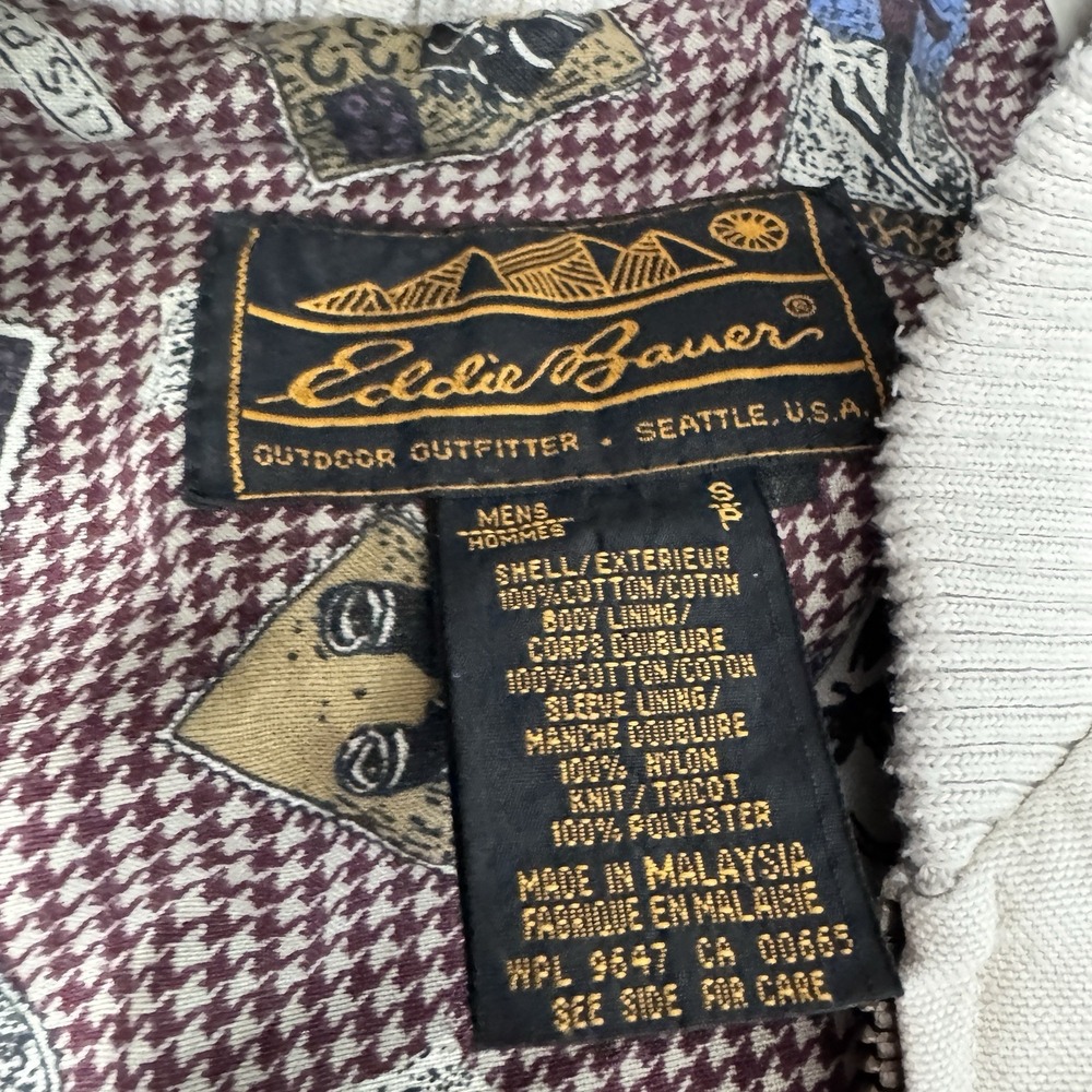 Vintage Eddie Bauer Mens Harrington Jacket Sz S Bomber Khaki Canvas 90s Baggy - Picture 10 of 12